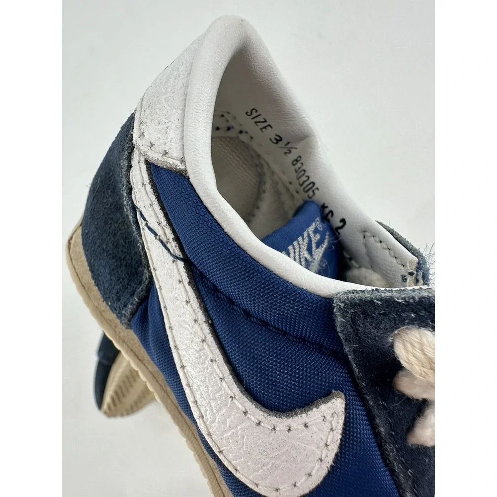 RARE Vintage 80s NIKE Baby Toddler Shoes Blue Suede Sneakers #830305 Size‎ 3.5